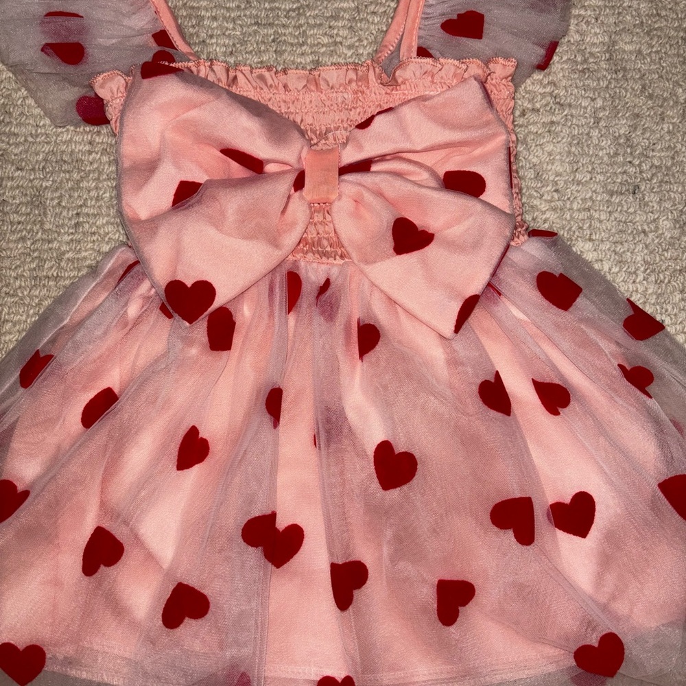 Pink Dress with Red Heart Accents